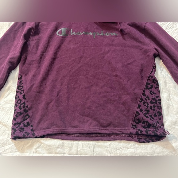 Champion Maroon Hoodie Sweatshirt w Leopard Accents and Adjustable Waist Sz M - Picture 6 of 13